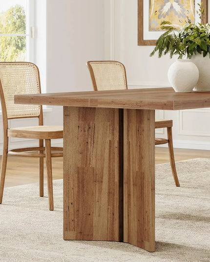 63-Inch Walnut Farmhouse Dining Table - Seats 4 to 6, Heavy Duty, Chairs Not Included