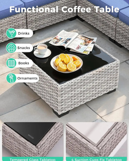 6-Piece Wicker Rattan Patio Sectional Set - Complete Outdoor Set in 5 Colourways