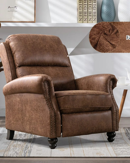 Rivet Pushback Recliner Armchair - Faux Leather Accent Chair, Adjustable, 3 Colours