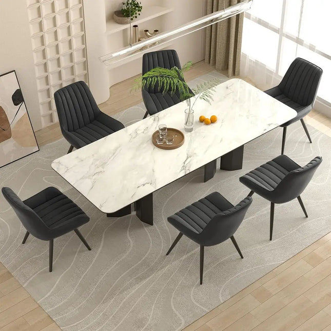 Upholstered Dining Chairs, Set of 6 - Thick Cushion Fabric Chairs, Table Not Included