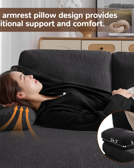 4-Seat Corner Sleeper Sofa - Velvet and Chenille, Removable Cushions, 101.5 Inches