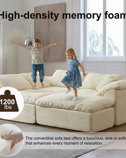 L-Shaped Modular Cloud Couch Sofa Bed - Removable Cushions, 275x175x70cm, 5 Colours