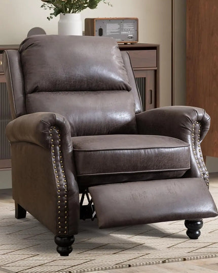 Rivet Pushback Recliner Armchair - Faux Leather Accent Chair, Adjustable, 3 Colours