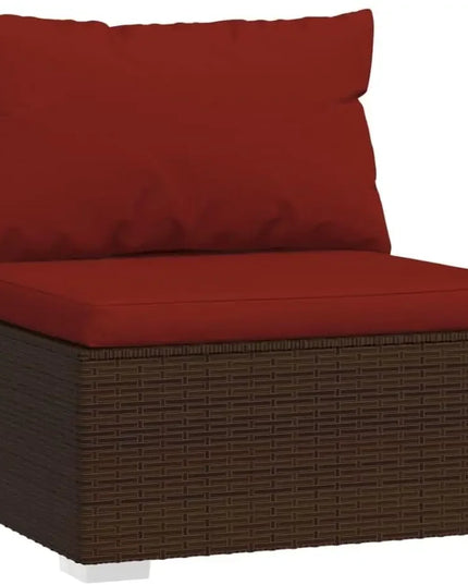 6-Piece Poly Rattan Patio Set - 3-Seat Sofa with Deep Seating and Cushions, Brown and Grey