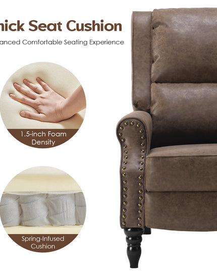 Faux Leather Pushback Recliner Chair - Manual Accent Recliner in Coffee or Yellow Brown