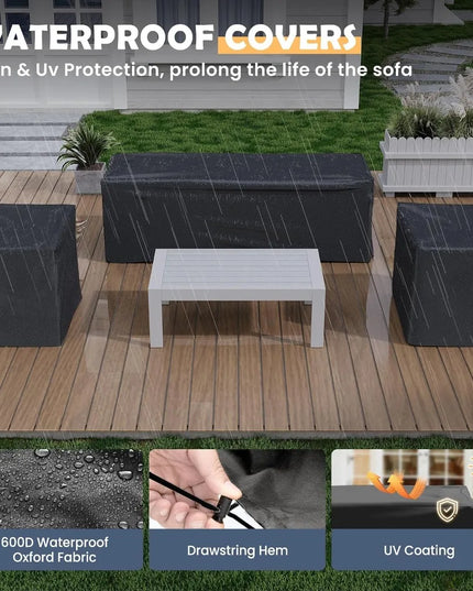 6-Piece Aluminium Patio Set - Sectional Sofa, Coffee Table, 5-Inch Olefin Cushions, Covers