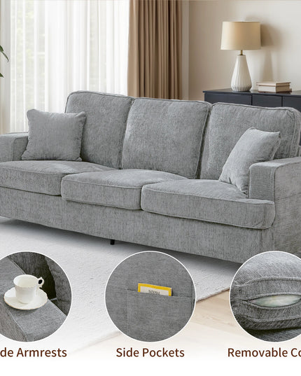 89-Inch Chenille Cloud Sofa - Extra Soft 3 Seater for Living Room and Bedroom, 5 Colours