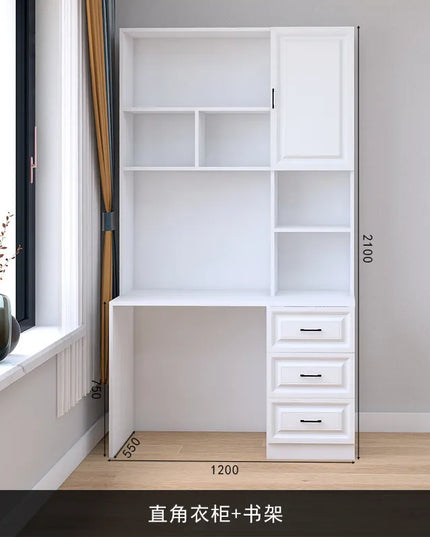 Modular Sliding-Door Wardrobe with 6 Drawers - White MDF Storage, 200kg Capacity