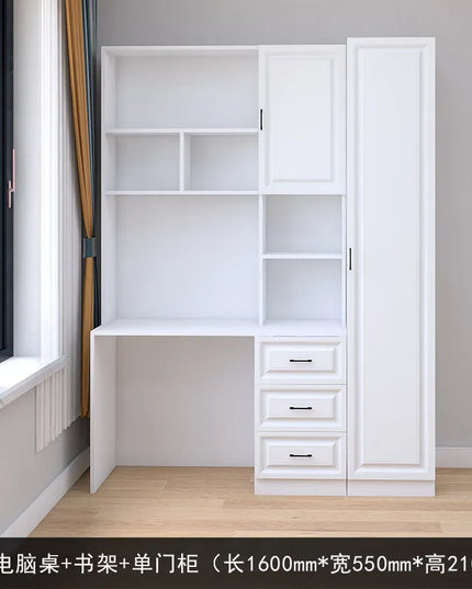 Modular Sliding-Door Wardrobe with 6 Drawers - White MDF Storage, 200kg Capacity