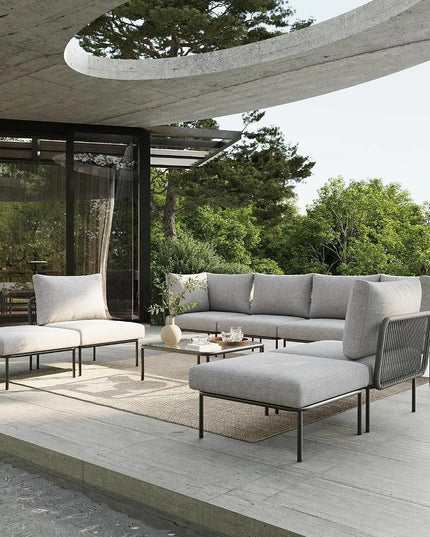 9-Piece Rope Wicker Sectional Set - L-Shaped Deep Seating, Thick Cushions, 3 Colours