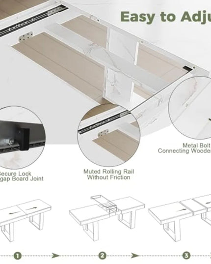 Telescopic Extendable Dining Table - 71 to 87 Inches, Seats 6 to 10, Scratch-Resistant