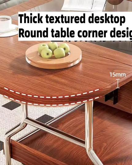 Rolling Round Side Table with Storage Shelf - Mobile Coffee Trolley on Castors, E0