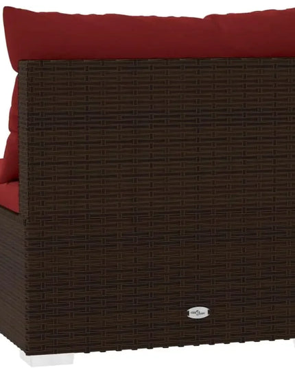 6-Piece Poly Rattan Patio Set - 3-Seat Sofa with Deep Seating and Cushions, Brown and Grey