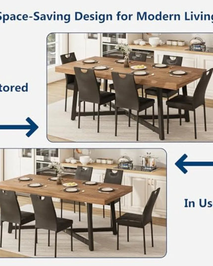 7-Piece Farmhouse Dining Set in Walnut - 71-Inch Table with 6 Chairs, Fully Assembled