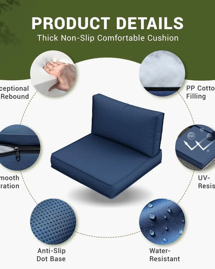 9-Piece Navy Outdoor Cushion Set - Waterproof Replacements, Furniture Not Included