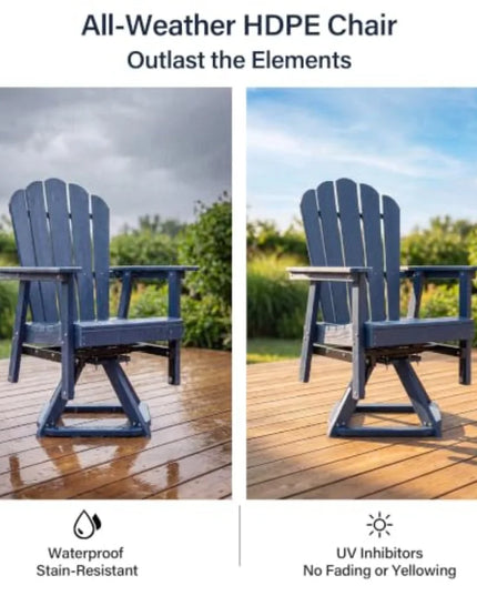 HDPE Swivel Adirondack Glider Chair - 360 Degree, Weather Resistant Navy, No Cushion