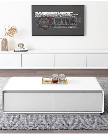 2-Piece Living Room Set - Coffee Table and TV Stand with Storage Cabinets, 4 Finishes