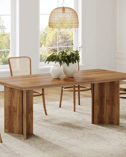 63-Inch Walnut Farmhouse Dining Table - Seats 4 to 6, Heavy Duty, Chairs Not Included