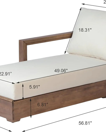 Acacia Wood L-Shaped Low Sectional Sofa - 3 Seater Modular Floor Seating with Cushions
