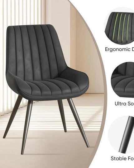 Upholstered Dining Chairs, Set of 6 - Thick Cushion Fabric Chairs, Table Not Included