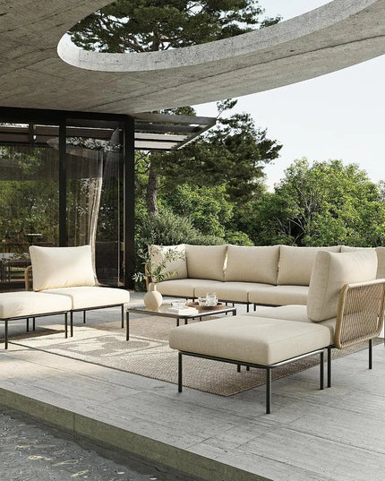 9-Piece Rope Wicker Sectional Set - L-Shaped Deep Seating, Thick Cushions, 3 Colours