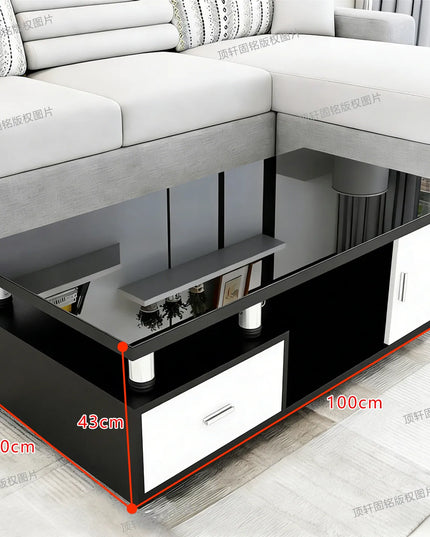 Designer Storage Coffee Table with Drawers - 100cm or 120cm Rectangle Living Room Table