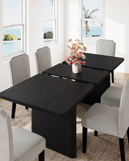 Extendable Farmhouse Dining Table - 63 to 82.7 Inches, Seats 8 to 10, 5 Finishes