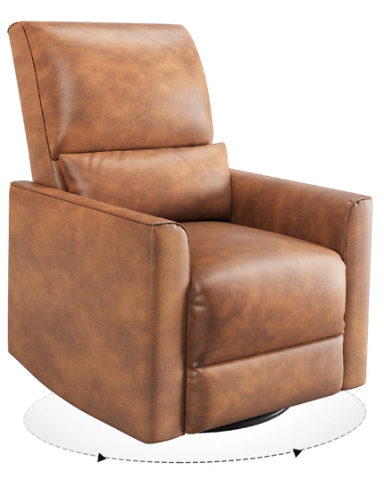 Swivel Rocker Recliner Glider Chair - Deep Seat PU Leather in Beige, Brown or Grey
