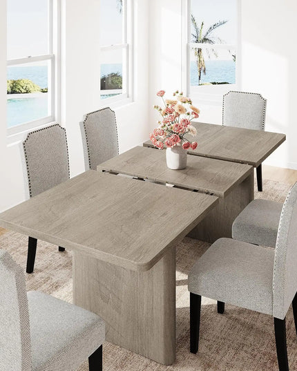 Extendable Farmhouse Dining Table - 63 to 82.7 Inches, Seats 8 to 10, 5 Finishes