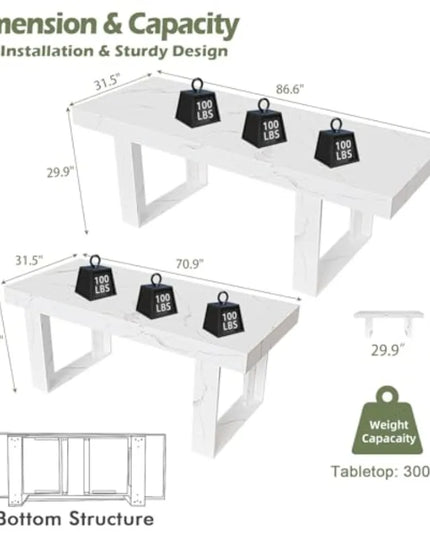 Telescopic Extendable Dining Table - 71 to 87 Inches, Seats 6 to 10, Scratch-Resistant