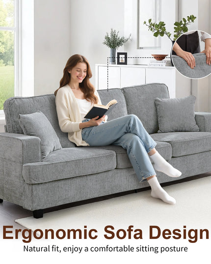 89-Inch Chenille Cloud Sofa - Extra Soft 3 Seater for Living Room and Bedroom, 5 Colours