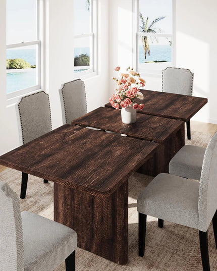 Extendable Farmhouse Dining Table - 63 to 82.7 Inches, Seats 8 to 10, 5 Finishes