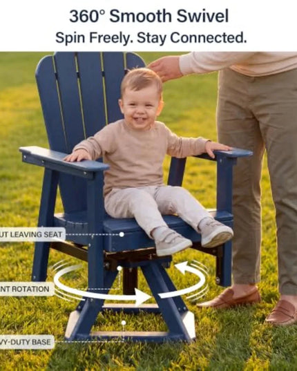 HDPE Swivel Adirondack Glider Chair - 360 Degree, Weather Resistant Navy, No Cushion