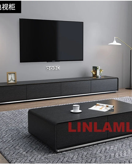 2-Piece Living Room Set - Coffee Table and TV Stand with Storage Cabinets, 4 Finishes