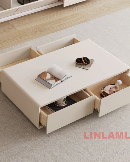 2-Piece Living Room Set - Coffee Table and TV Stand with Storage Cabinets, 4 Finishes