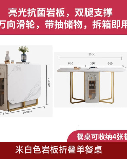 Foldable Italian Dining Table with Cabinets - 1.6m, Table Only or with 2, 4 or 6 Chairs