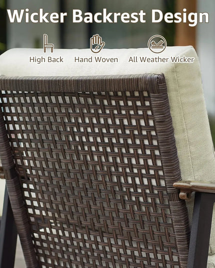 3-Piece Wicker Patio Conversation Set - Compact Beige Outdoor Furniture, Customisable