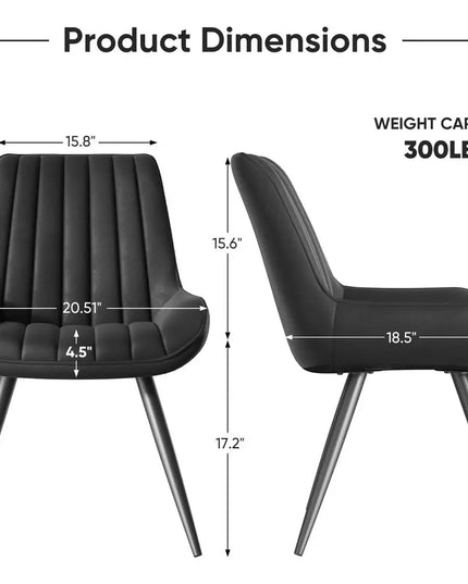 Upholstered Dining Chairs, Set of 6 - Thick Cushion Fabric Chairs, Table Not Included