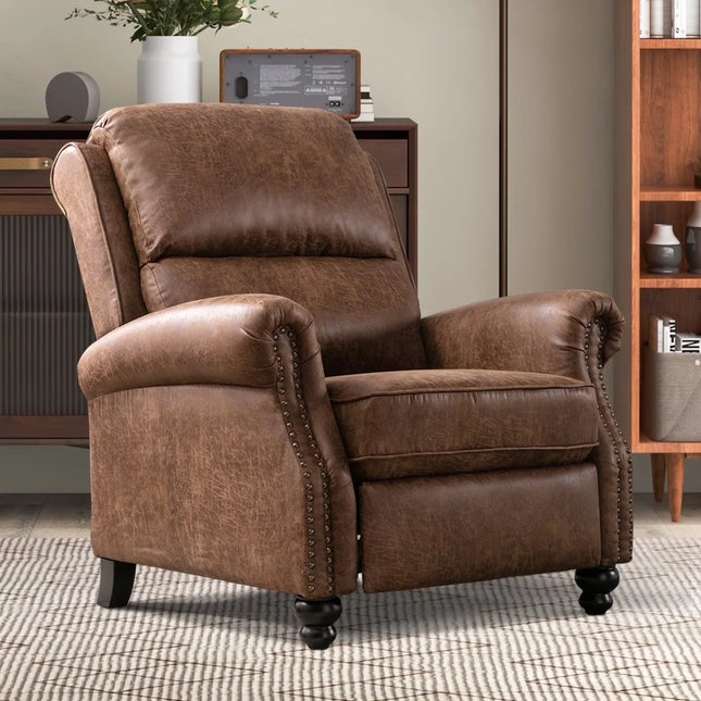 Rivet Pushback Recliner Armchair - Faux Leather Accent Chair, Adjustable, 3 Colours