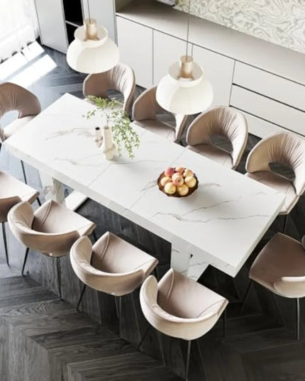 Telescopic Extendable Dining Table - 71 to 87 Inches, Seats 6 to 10, Scratch-Resistant