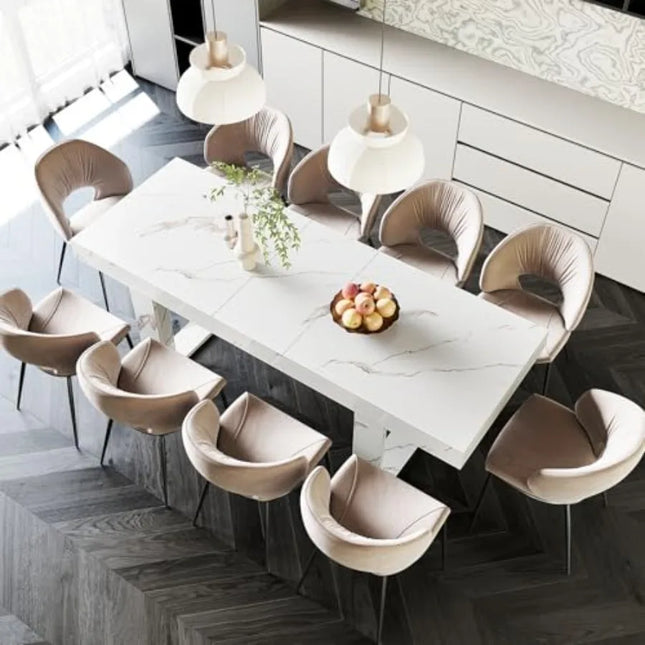 Telescopic Extendable Dining Table - 71 to 87 Inches, Seats 6 to 10, Scratch-Resistant