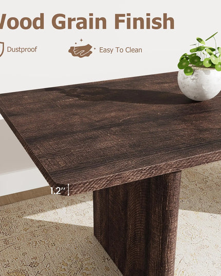 Extendable Farmhouse Dining Table - 63 to 82.7 Inches, Seats 8 to 10, 5 Finishes