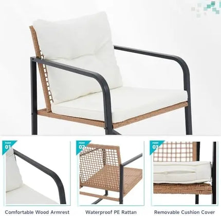 3-Piece Rocking Bistro Set - 2 Wicker Rocking Chairs and 2-Tier Table, 2 Colourways