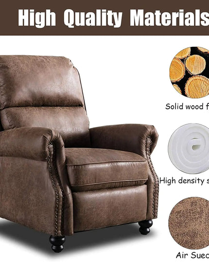 Rivet Pushback Recliner Armchair - Faux Leather Accent Chair, Adjustable, 3 Colours