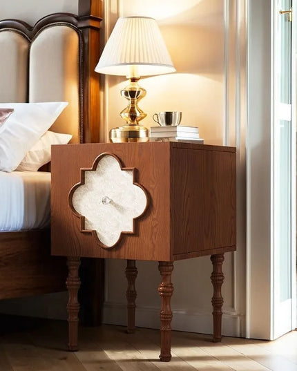 Four-Leaf Clover Ash Wood Bedside Table - 1-Drawer Nightstand and Sofa Side Cabinet