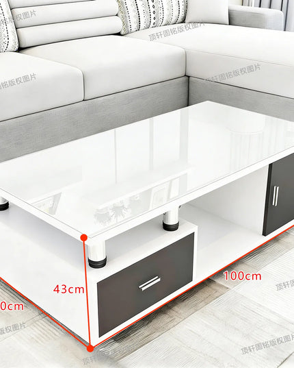 Designer Storage Coffee Table with Drawers - 100cm or 120cm Rectangle Living Room Table