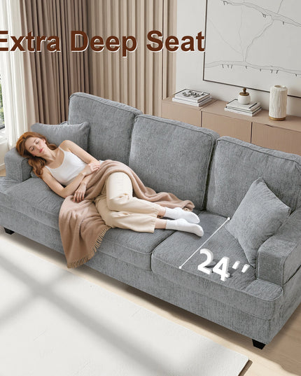 89-Inch Chenille Cloud Sofa - Extra Soft 3 Seater for Living Room and Bedroom, 5 Colours
