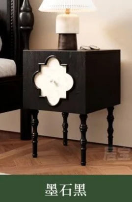 Four-Leaf Clover Ash Wood Bedside Table - 1-Drawer Nightstand and Sofa Side Cabinet