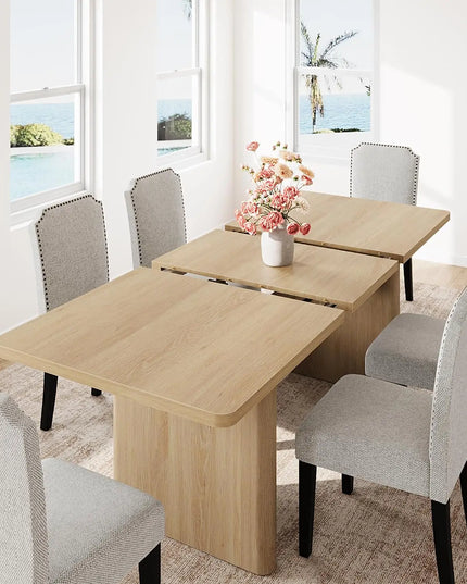 Extendable Farmhouse Dining Table - 63 to 82.7 Inches, Seats 8 to 10, 5 Finishes