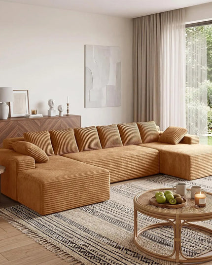 131-Inch Boneless Cloud Sectional with Chaise - 28-Inch Deep Seat, 1400lb, 6 Colours